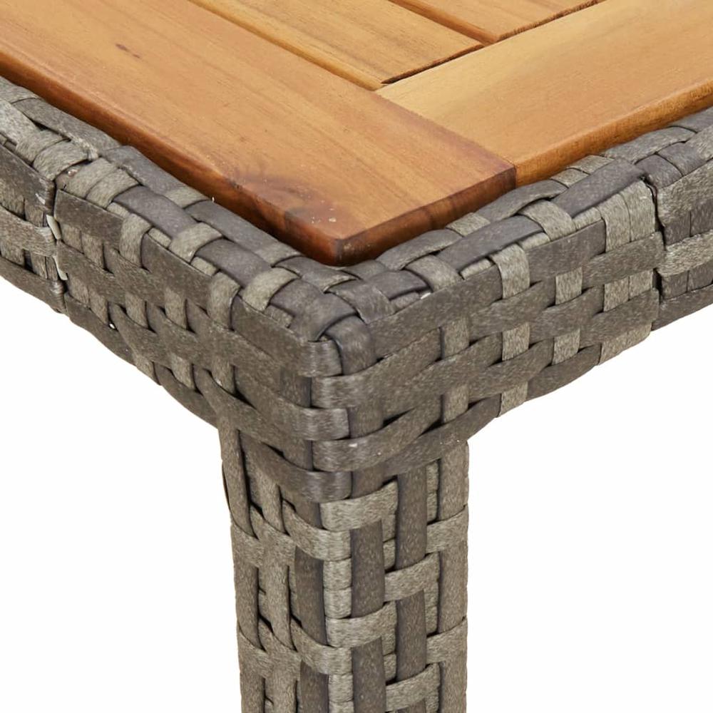 Patio Table 59.1"x35.4"x29.5" Poly Rattan and Acacia Wood Gray. Picture 4