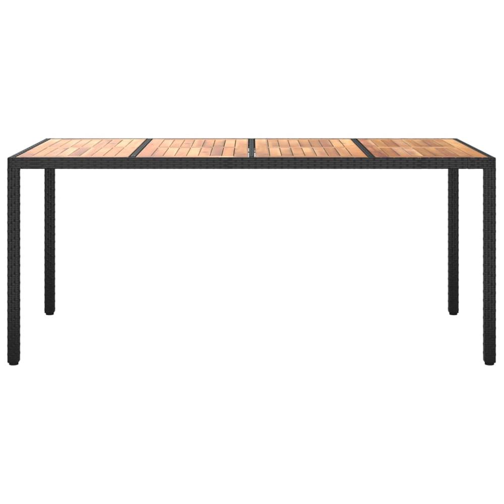 Patio Table 74.8"x35.4"x29.5" Poly Rattan and Acacia Wood Black. Picture 2