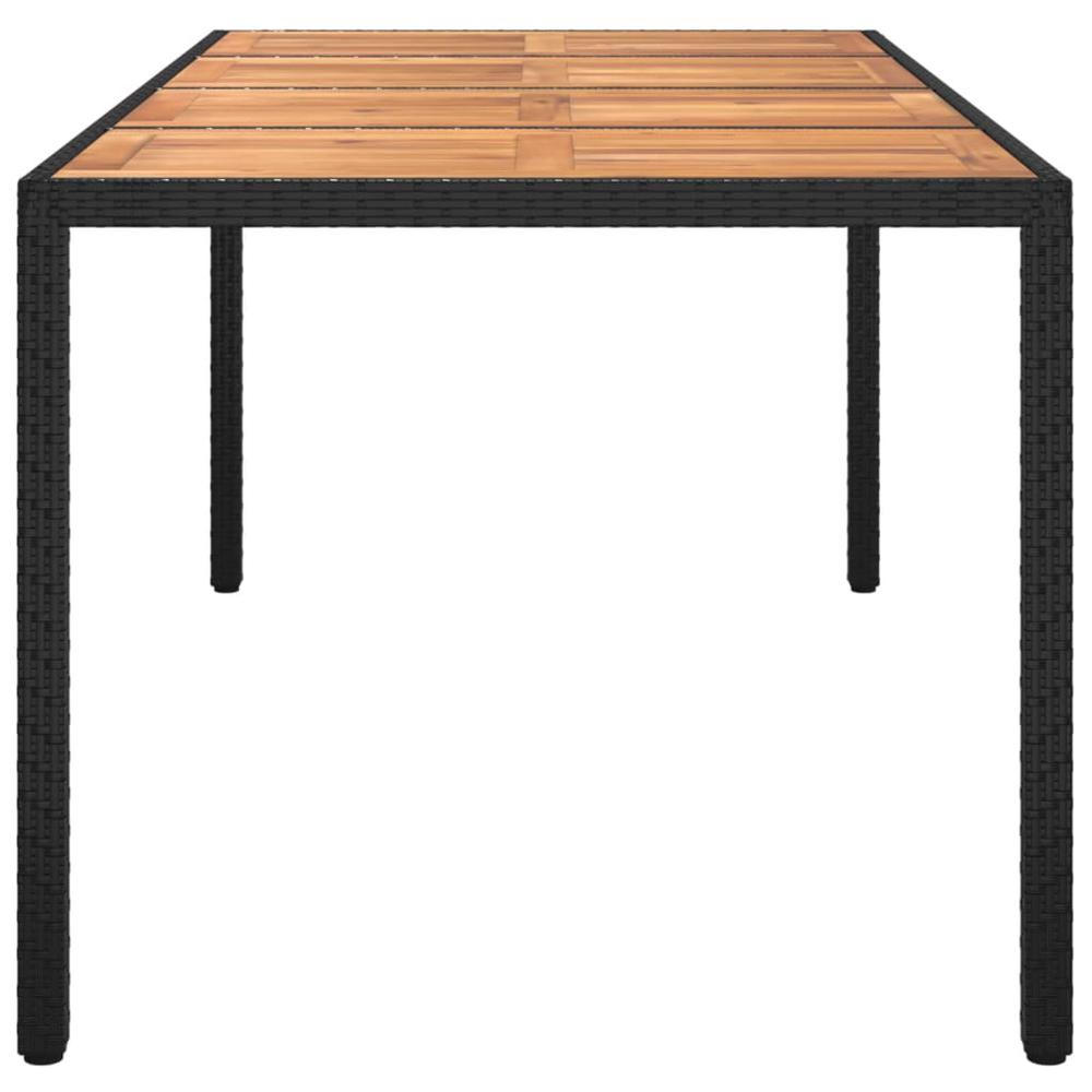 Patio Table 74.8"x35.4"x29.5" Poly Rattan and Acacia Wood Black. Picture 3