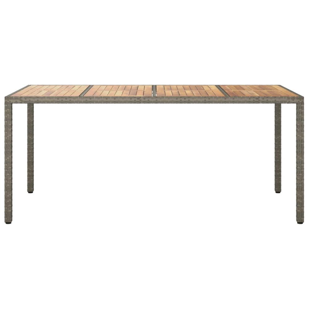 Patio Table 74.8"x35.4"x29.5" Poly Rattan and Acacia Wood Gray. Picture 2