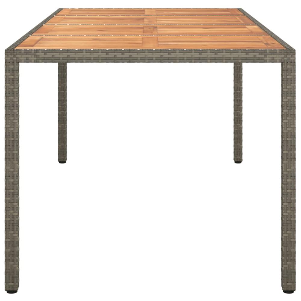 Patio Table 74.8"x35.4"x29.5" Poly Rattan and Acacia Wood Gray. Picture 3