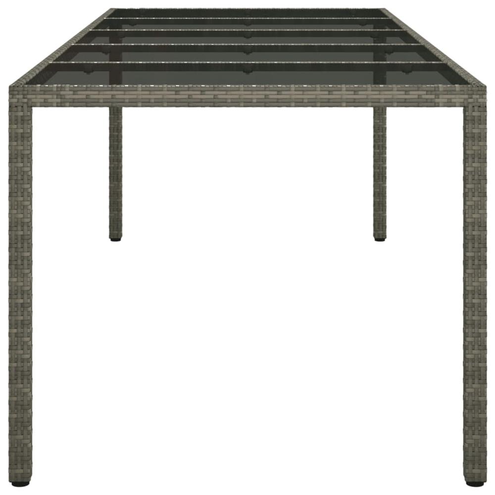 Patio Table Gray 98.4"x39.4"x29.5" Tempered Glass and Poly Rattan. Picture 3