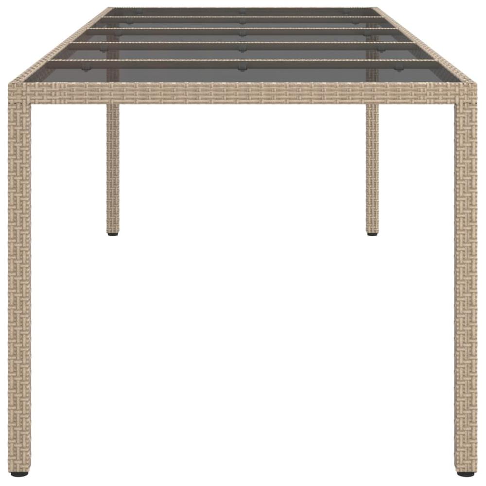 Patio Table Beige 98.4"x39.4"x29.5" Tempered Glass and Poly Rattan. Picture 3