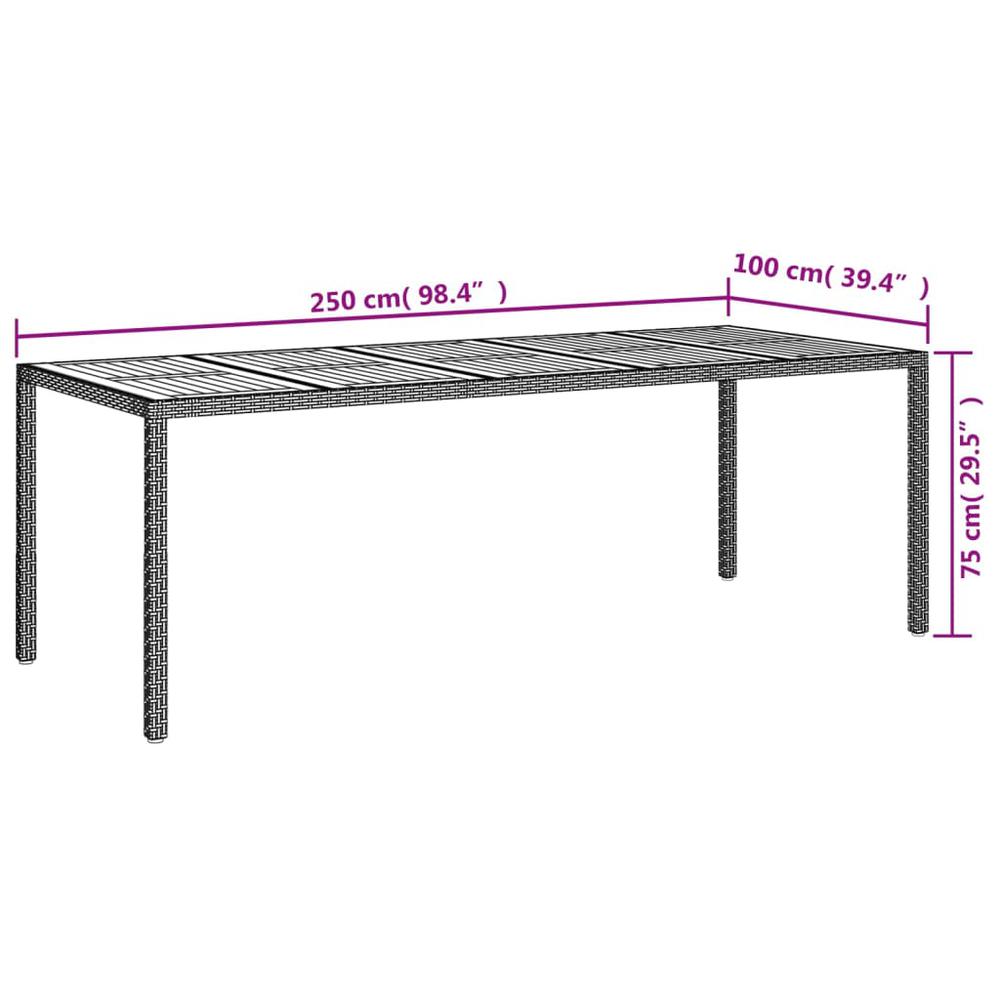 Patio Table Gray 98.4"x39.4"x29.5" Poly Rattan. Picture 5