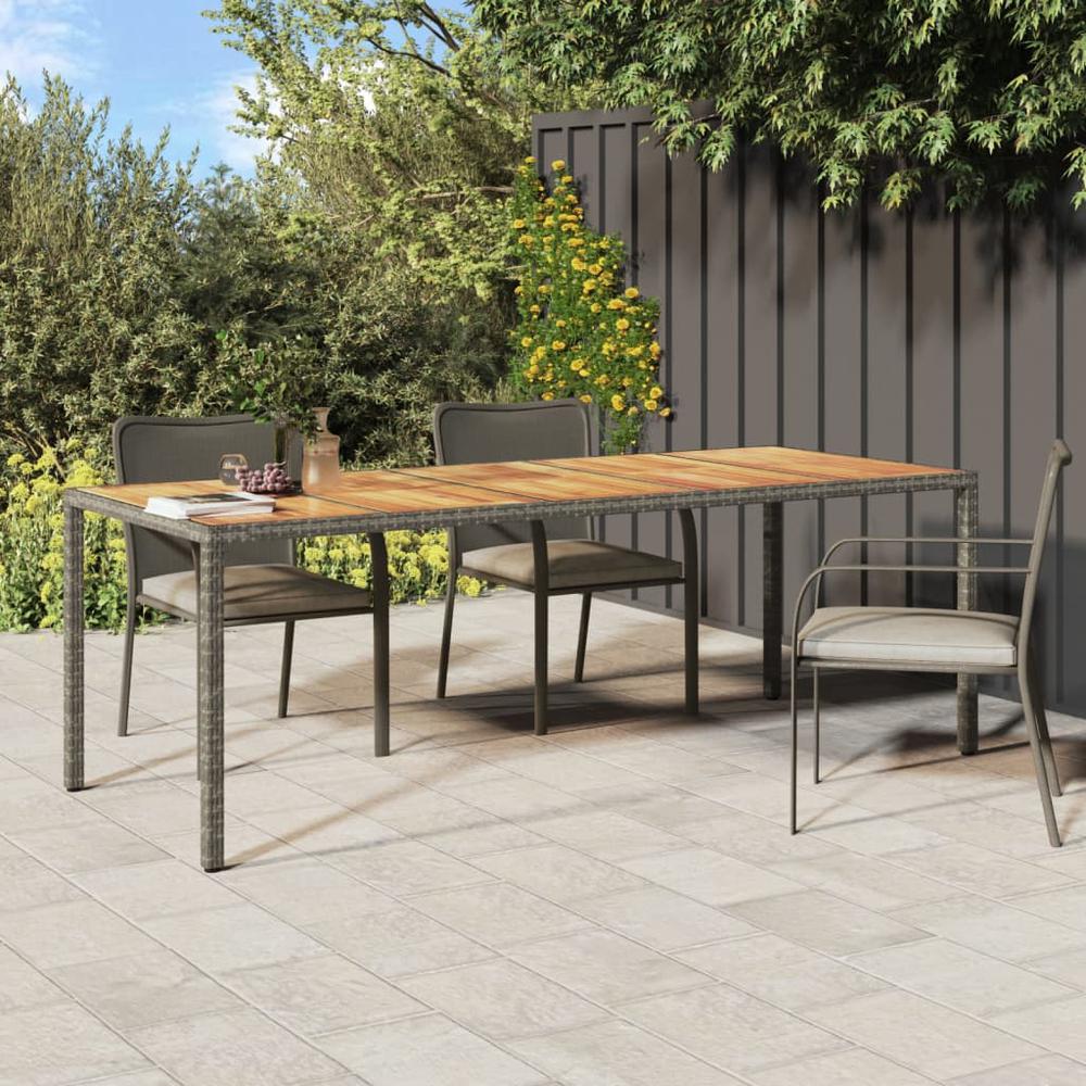 Patio Table Gray 98.4"x39.4"x29.5" Poly Rattan. Picture 6