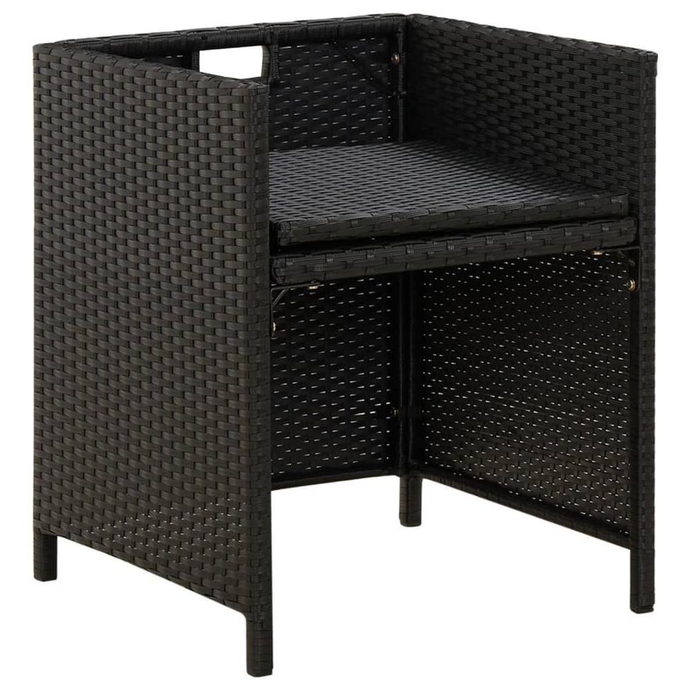 vidaXL Patio Chairs with Cushions 4 pcs Poly Rattan Black. Picture 6