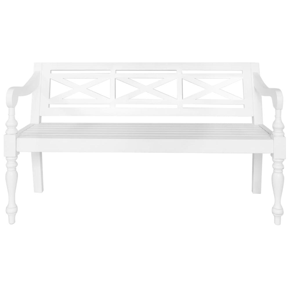 Batavia Bench 48.4" Solid Mahogany Wood White. Picture 1