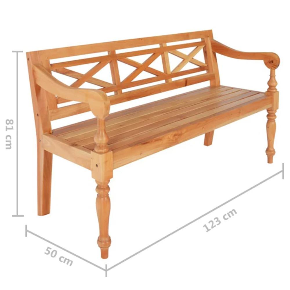 Batavia Bench 48.4" Solid Mahogany Wood Light Brown. Picture 5