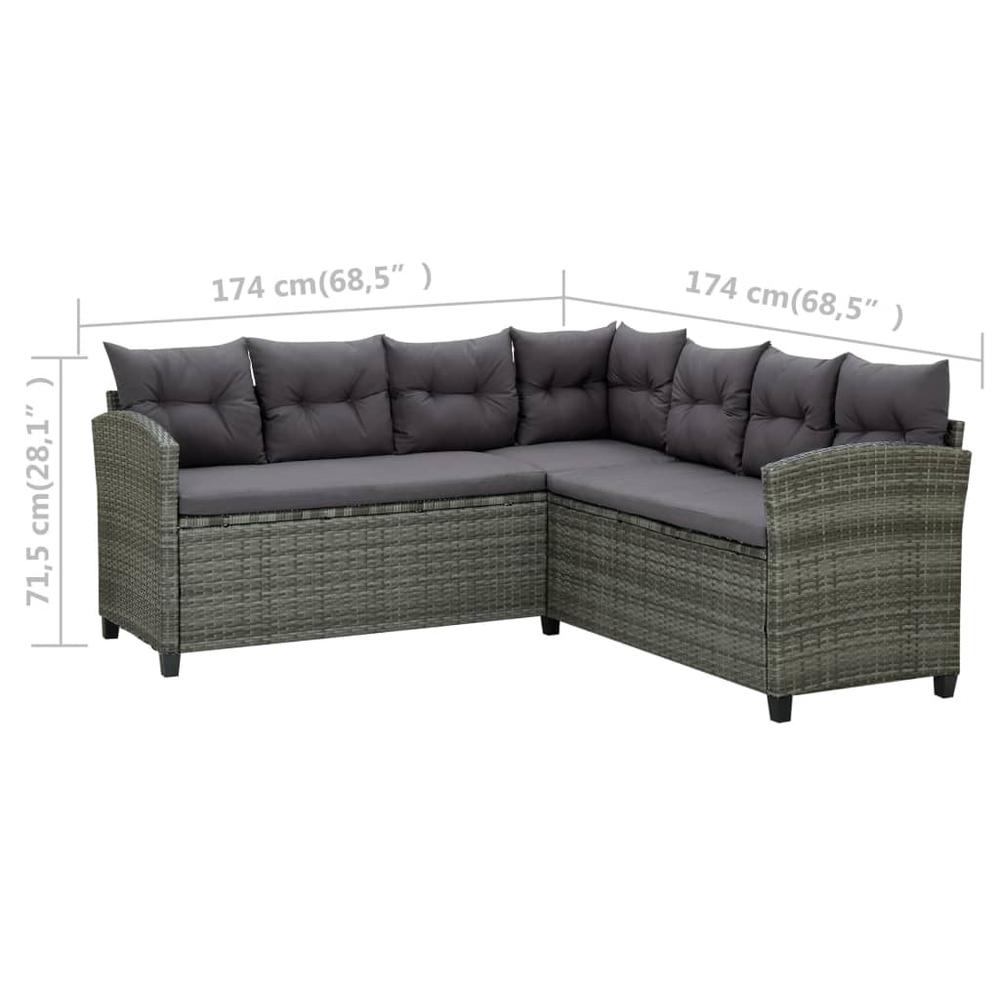 vidaXL 6 Piece Patio Lounge Set with Cushions Poly Rattan Gray, 316870. Picture 10