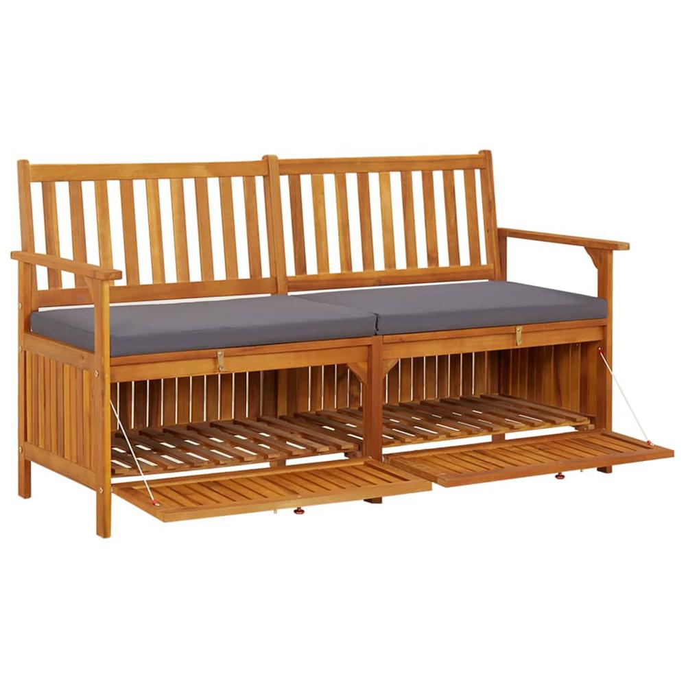 vidaXL Storage Bench with Cushion 58.3" Solid Wood Acacia, 316740. Picture 6
