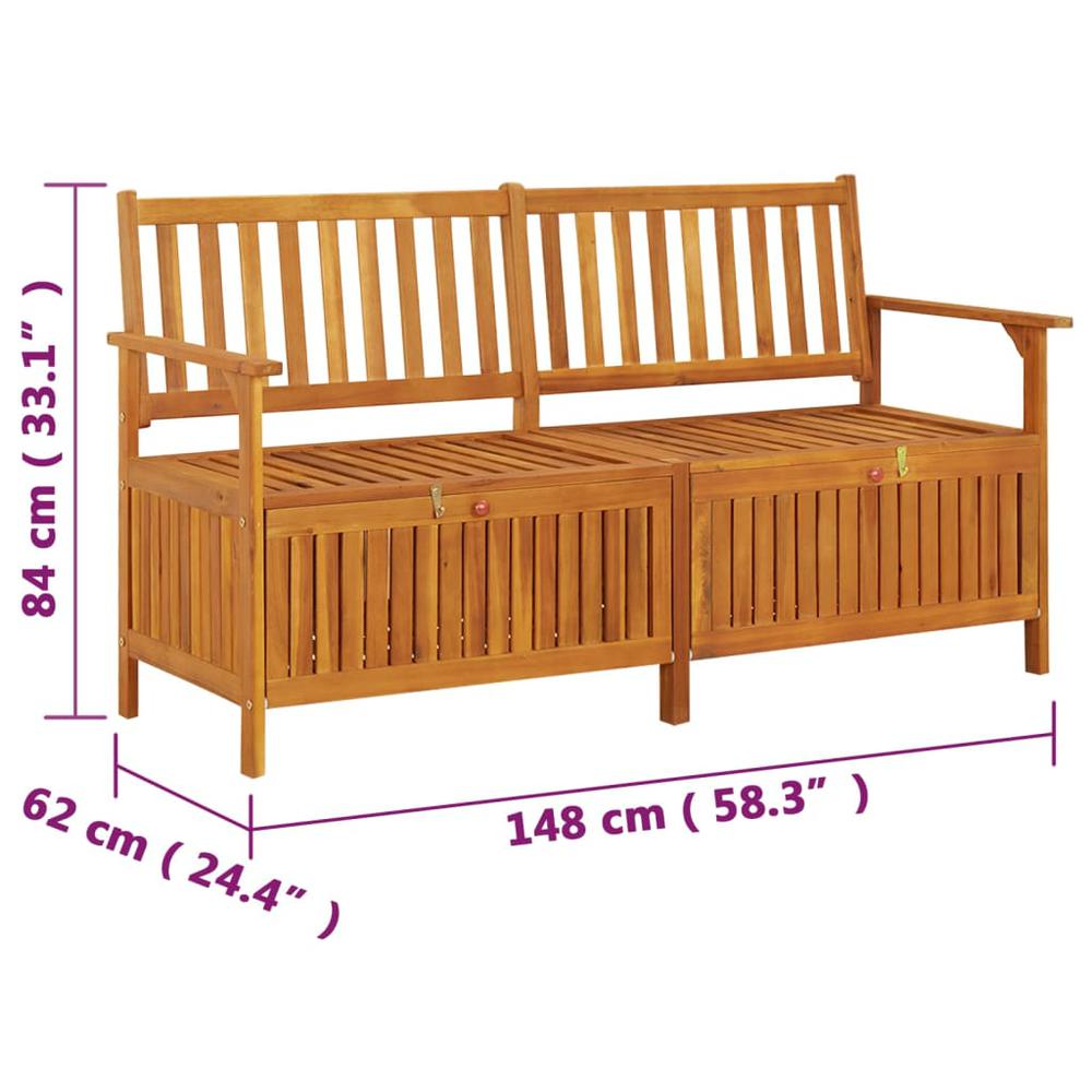 vidaXL Storage Bench 58.3" Solid Wood Acacia. Picture 8