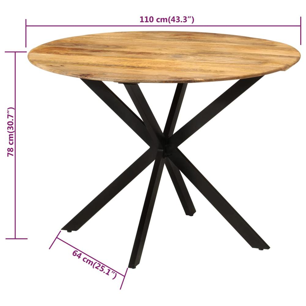 Dining Table Ã˜43.3"x30.7" Solid Wood Mango and Steel. Picture 5