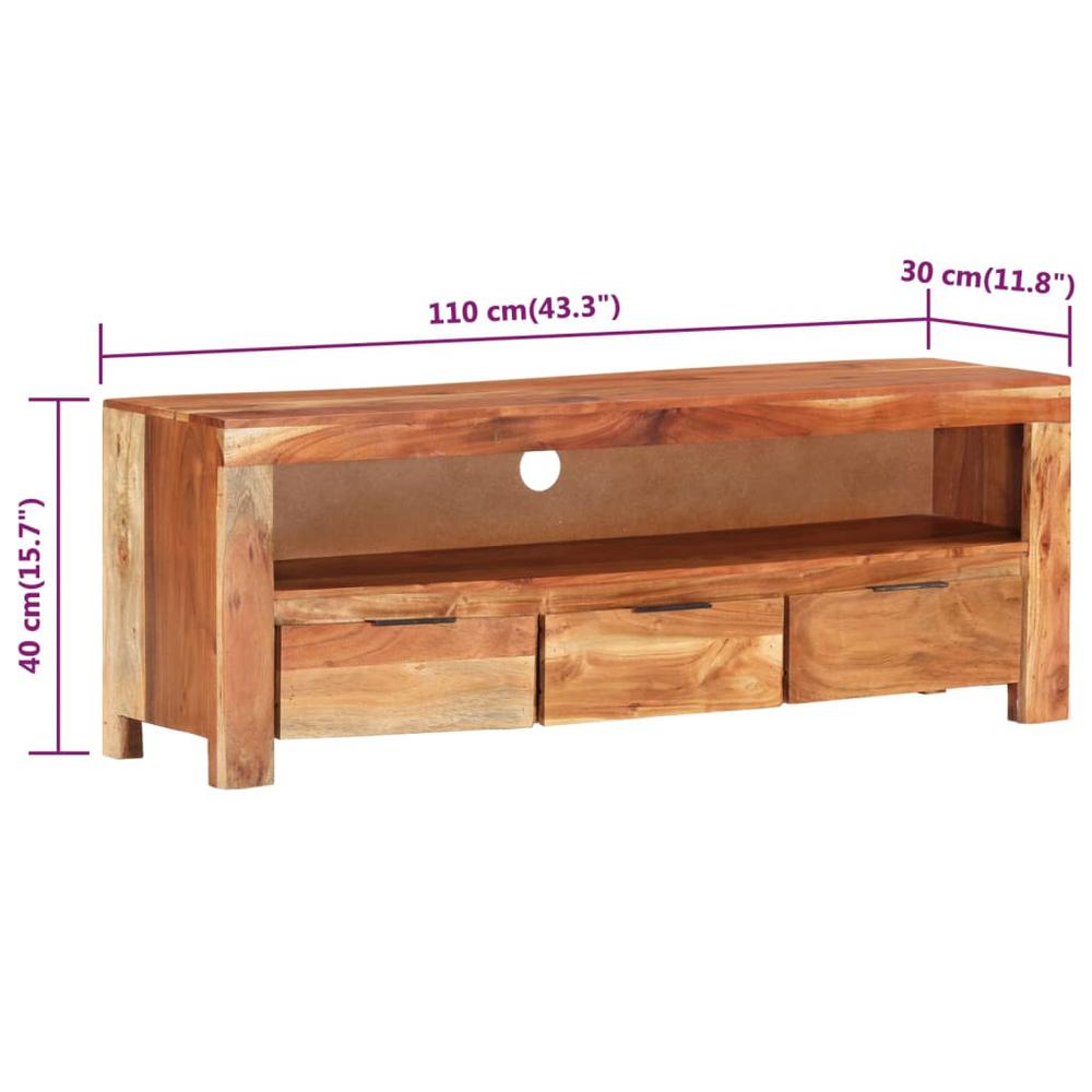 vidaXL TV Cabinet 43.3"x11.8"x15.7" Solid Acacia Wood, 338027. Picture 8