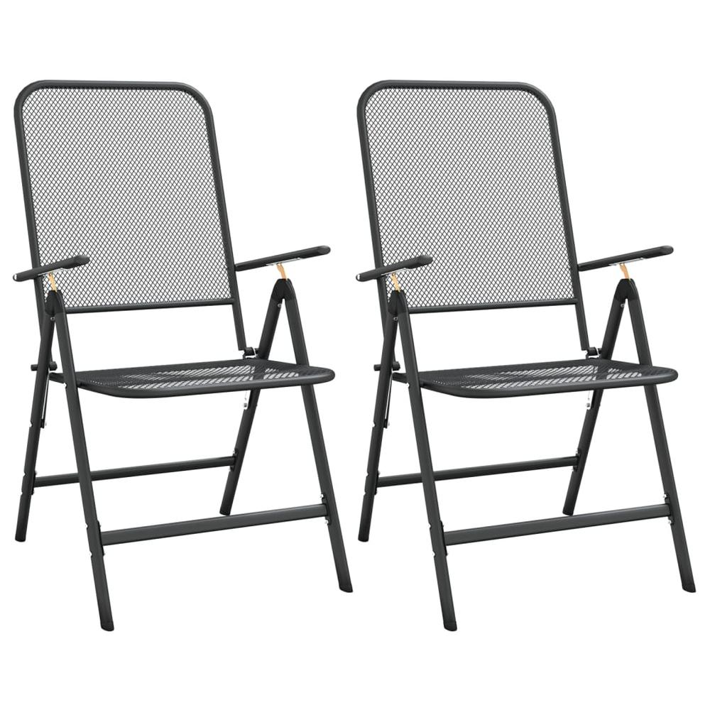 Folding Patio Chairs 2 pcs Expanded Metal Mesh Anthracite. Picture 1