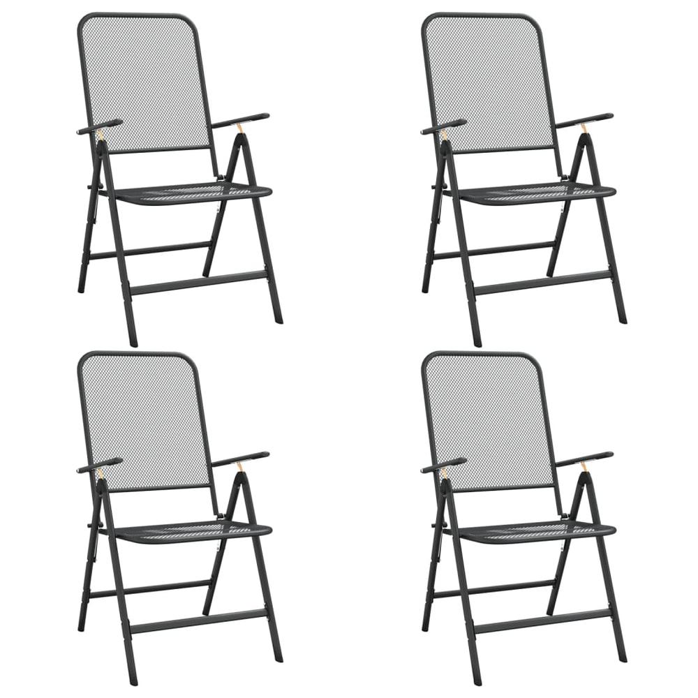 Folding Patio Chairs 4 pcs Expanded Metal Mesh Anthracite. Picture 1
