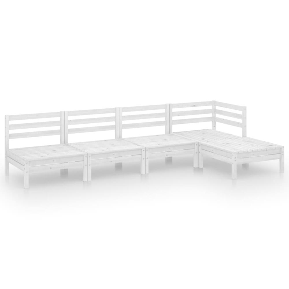5 Piece Patio Lounge Set Solid Pinewood White. Picture 1