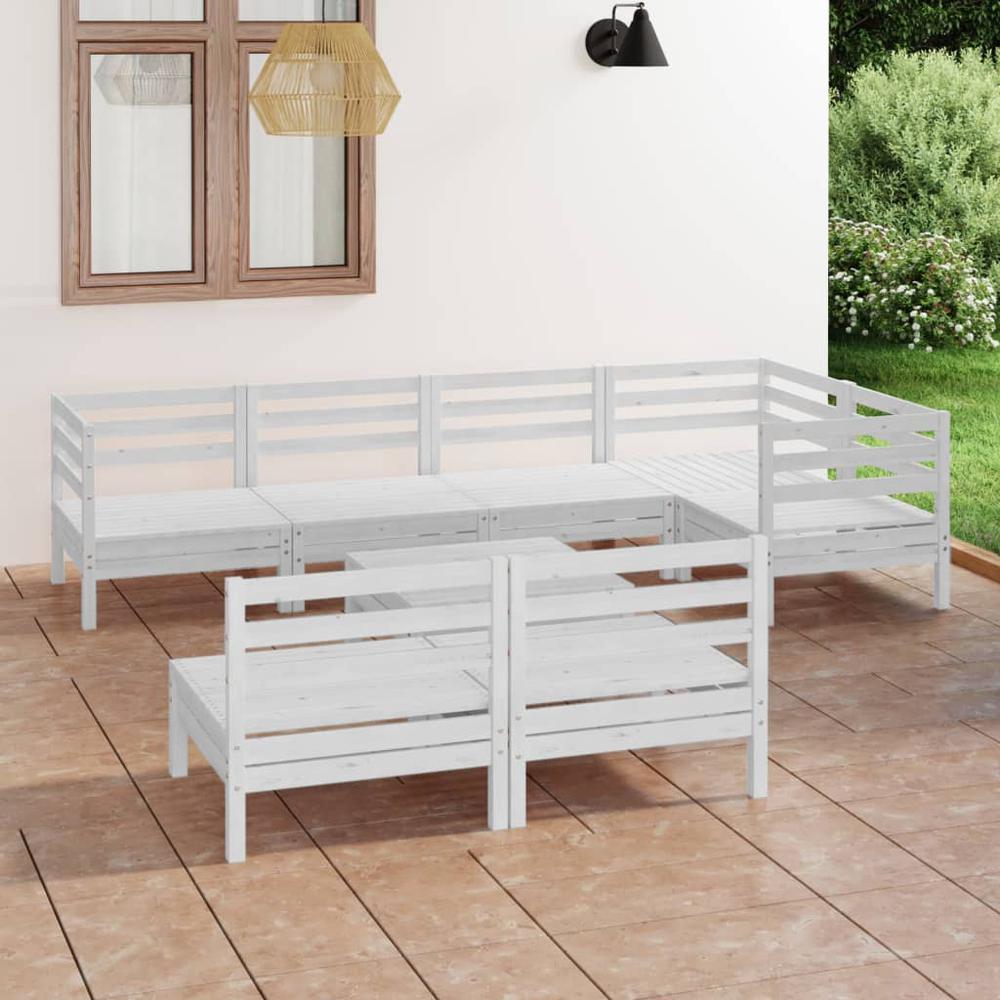 8 Piece Patio Lounge Set Solid Pinewood White. Picture 8
