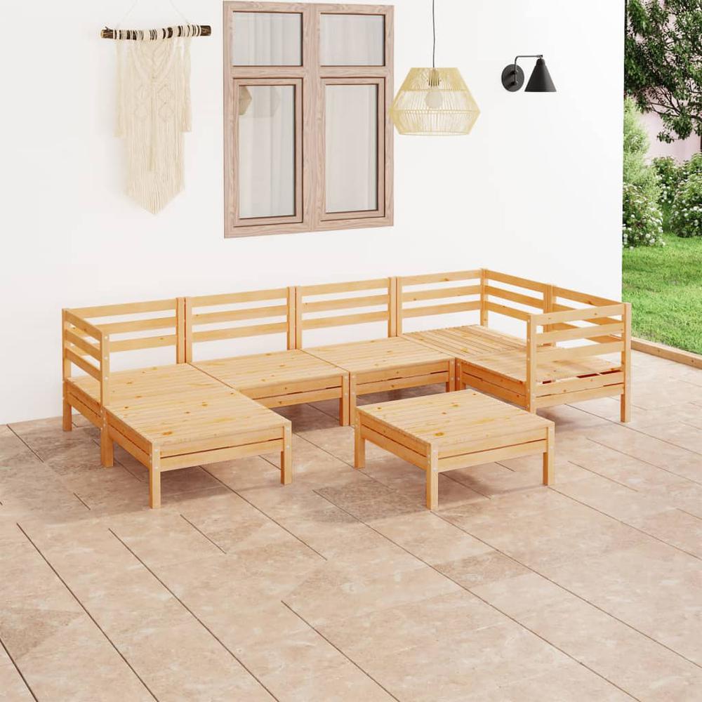 7 Piece Patio Lounge Set Solid Pinewood. Picture 8