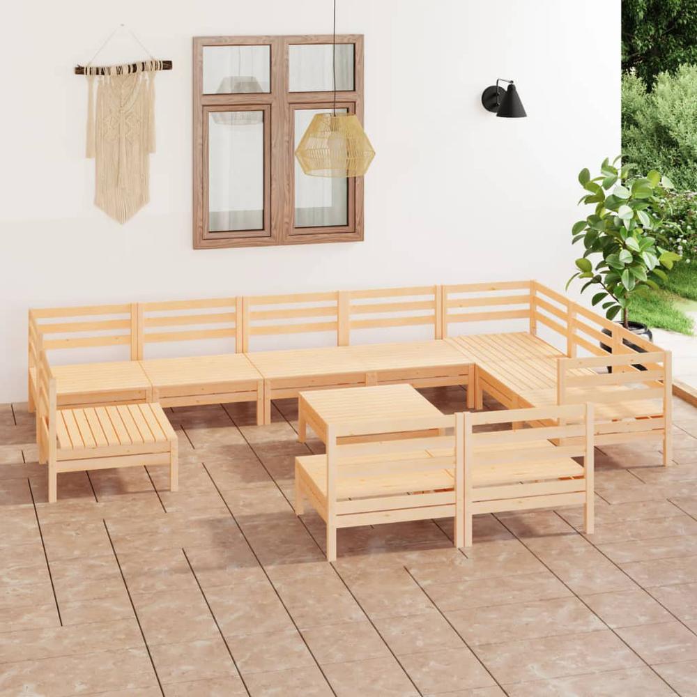 11 Piece Patio Lounge Set Solid Pinewood. Picture 8
