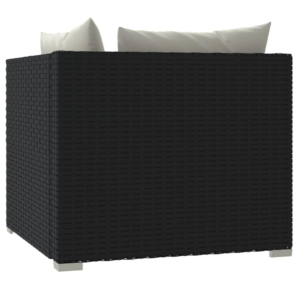 vidaXL 2-Seater Sofa with Cushions Black Poly Rattan, 317487. Picture 7