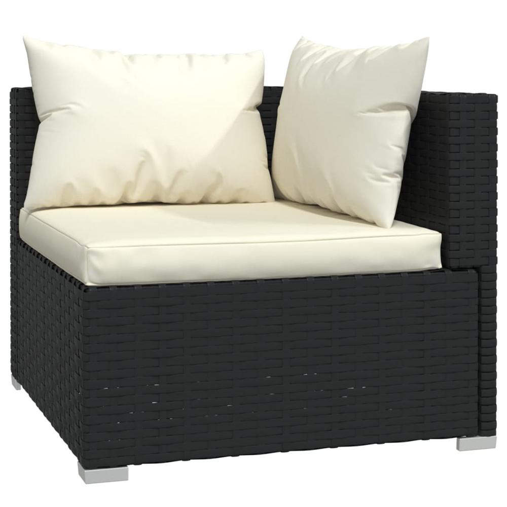 vidaXL 3 Piece Patio Lounge Set with Cushions Black Poly Rattan, 317494. Picture 5