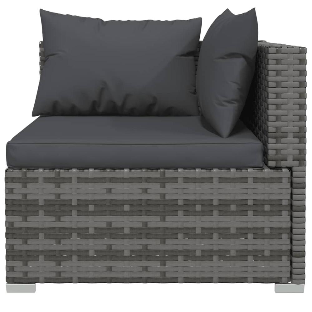 vidaXL 2-Seater Sofa with Cushions Gray Poly Rattan. Picture 6