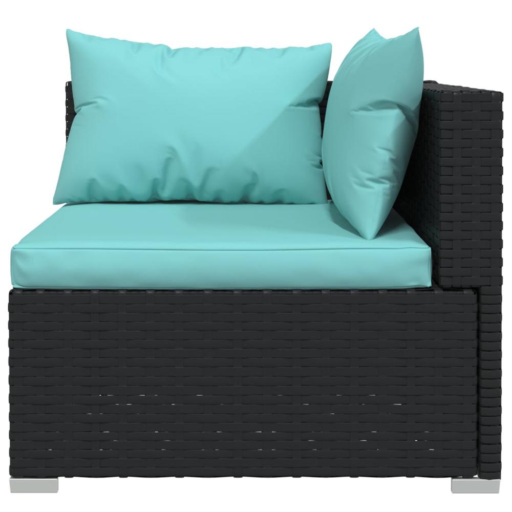 vidaXL 2-Seater Sofa with Cushions Black Poly Rattan, 317531. Picture 6
