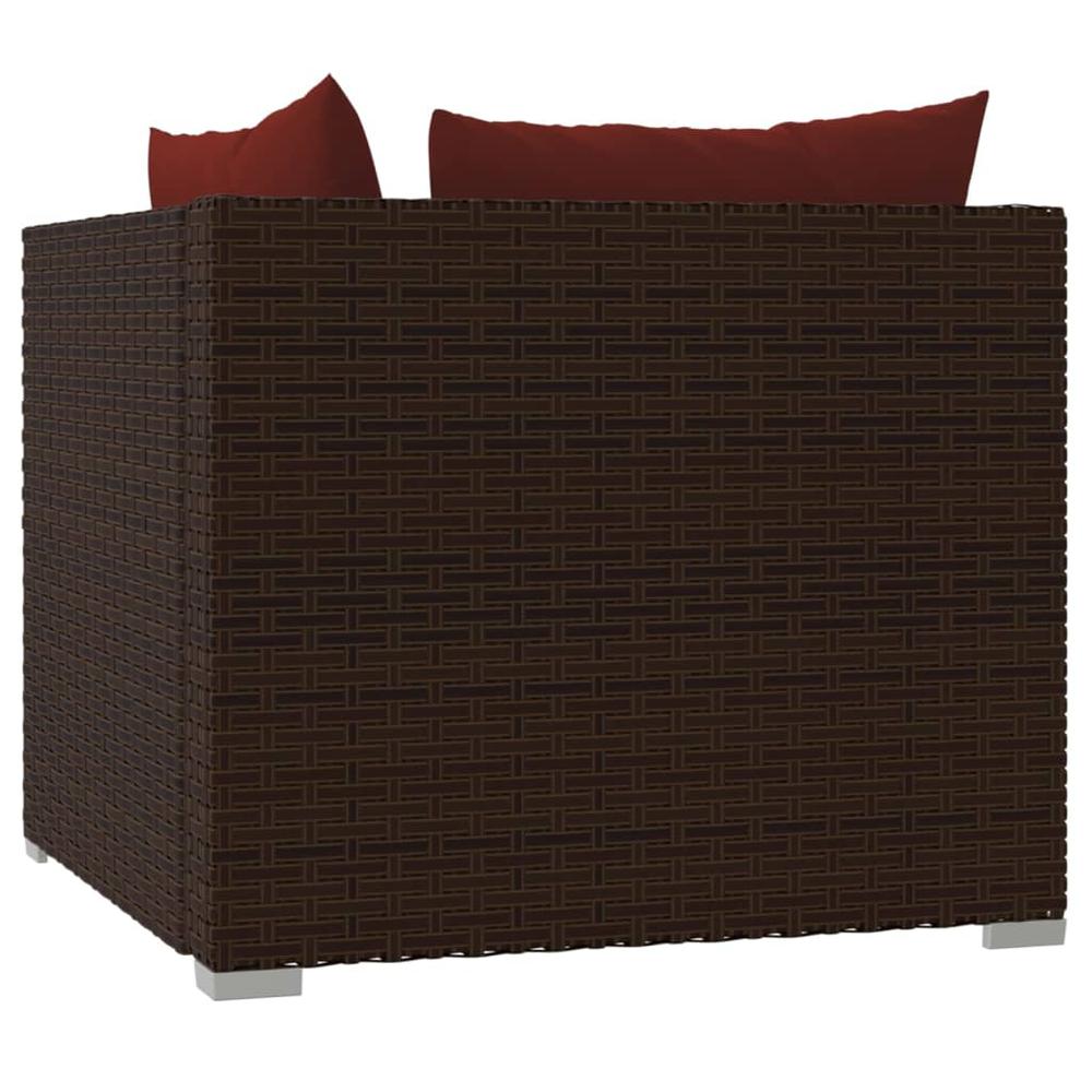 vidaXL 2-Seater Sofa with Cushions Brown Poly Rattan, 317542. Picture 7
