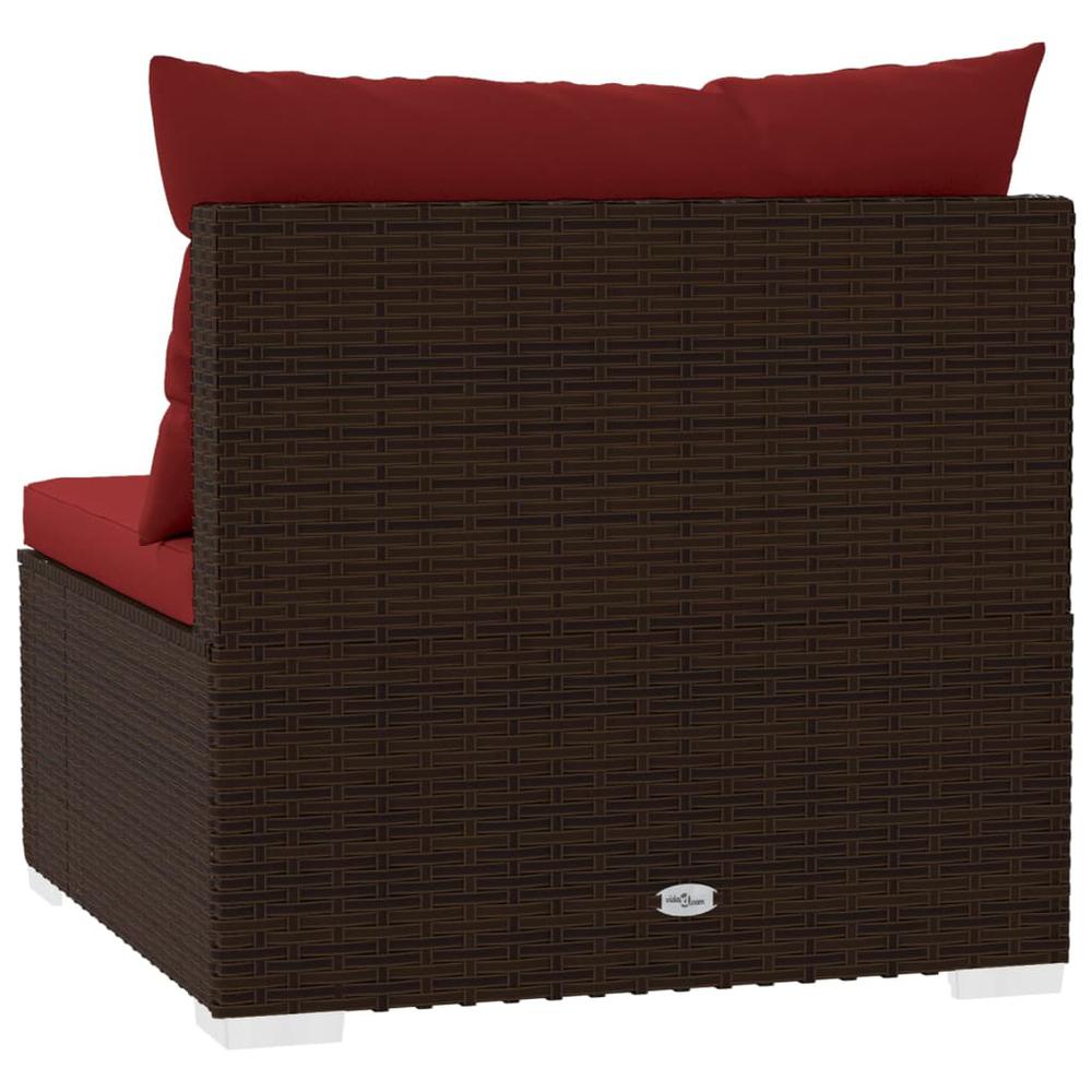 vidaXL Patio Middle Sofa with Cushions Brown Poly Rattan, 317548. Picture 5