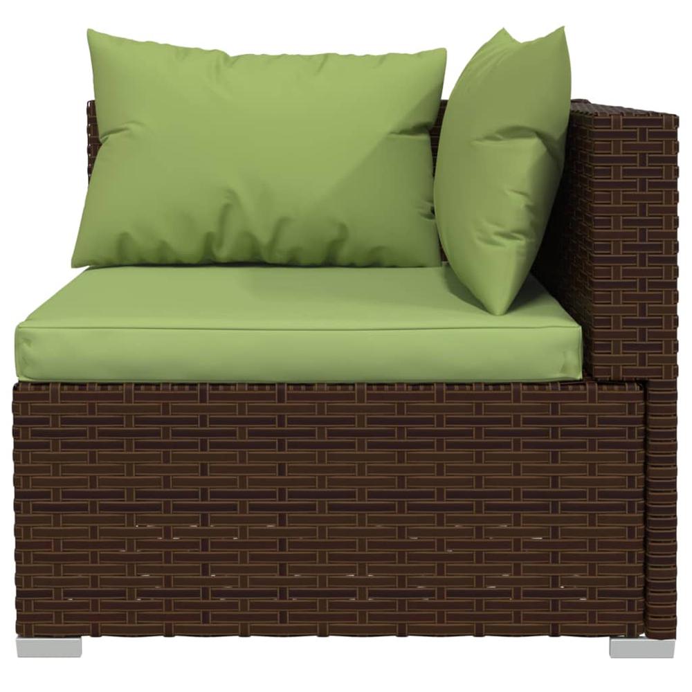 vidaXL 3-Seater Sofa with Cushions Brown Poly Rattan, 317555. Picture 6