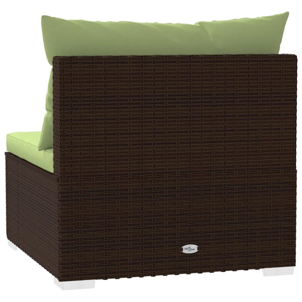 vidaXL Patio Middle Sofa with Cushions Brown Poly Rattan, 317559. Picture 5