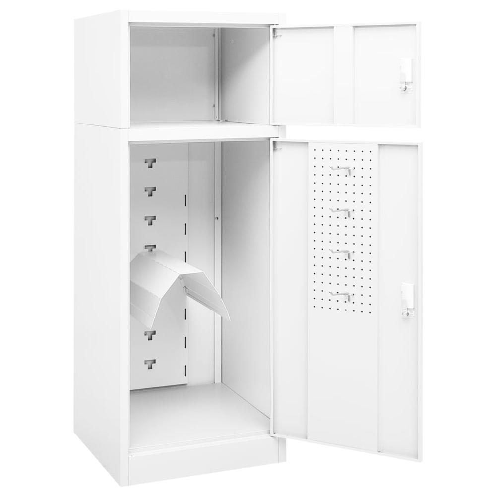 vidaXL Saddle Cabinet White 20.9"x20.9"x55.1" Steel. Picture 5