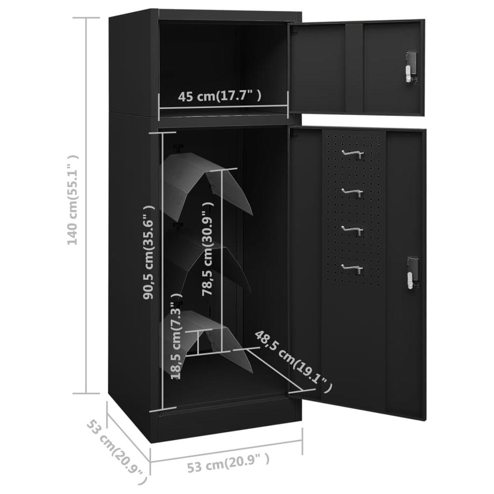 vidaXL Saddle Cabinet Black 20.9"x20.9"x55.1" Steel. Picture 9