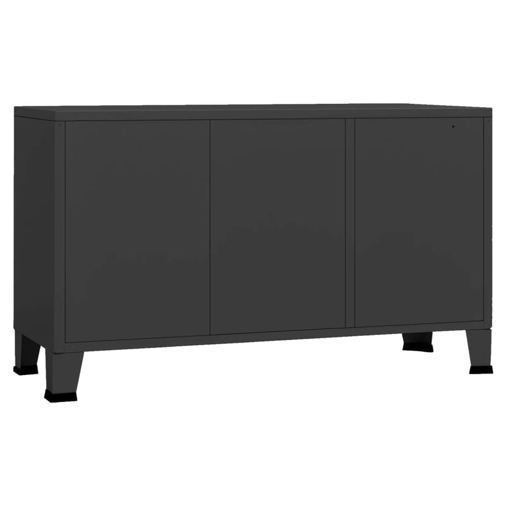 vidaXL Industrial Sideboard Black 41.3"x13.8"x24.4" Metal and Glass. Picture 5