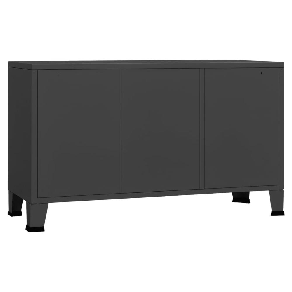 vidaXL Industrial Sideboard Anthracite 41.3"x13.8"x24.4" Metal and Glass. Picture 5