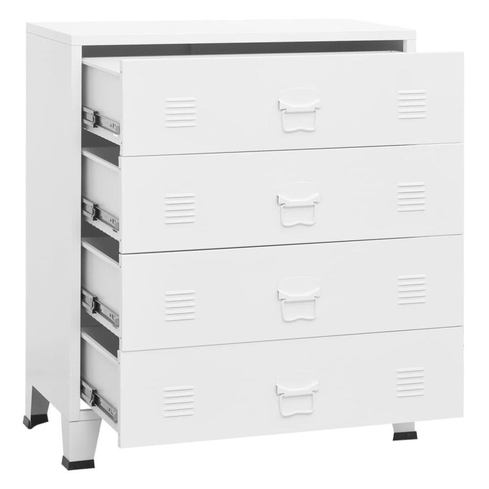 vidaXL Industrial Drawer Cabinet White 30.7"x15.7"x36.6" Metal. Picture 6