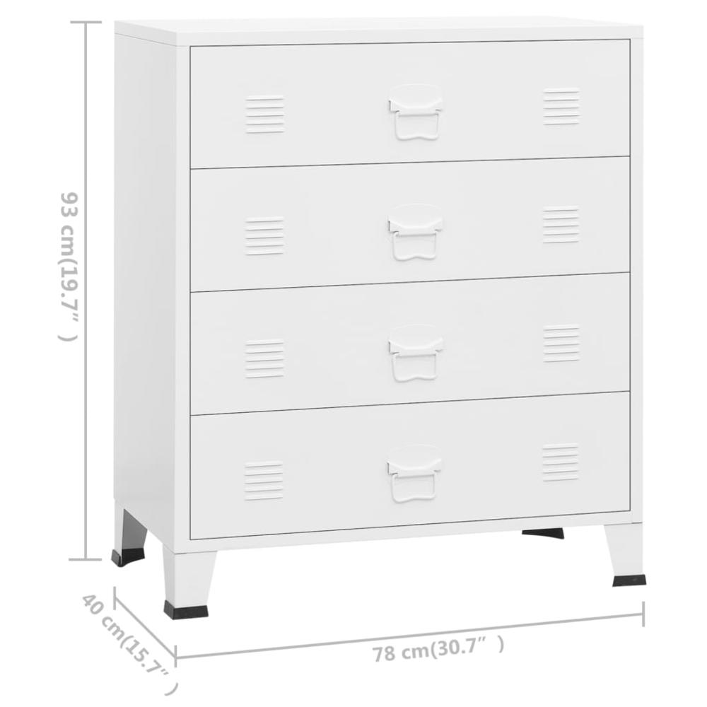 vidaXL Industrial Drawer Cabinet White 30.7"x15.7"x36.6" Metal. Picture 10