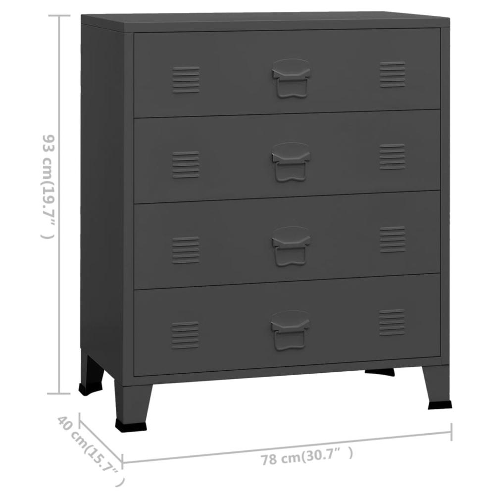 vidaXL Industrial Drawer Cabinet Anthracite 30.7"x15.7"x36.6" Metal. Picture 10