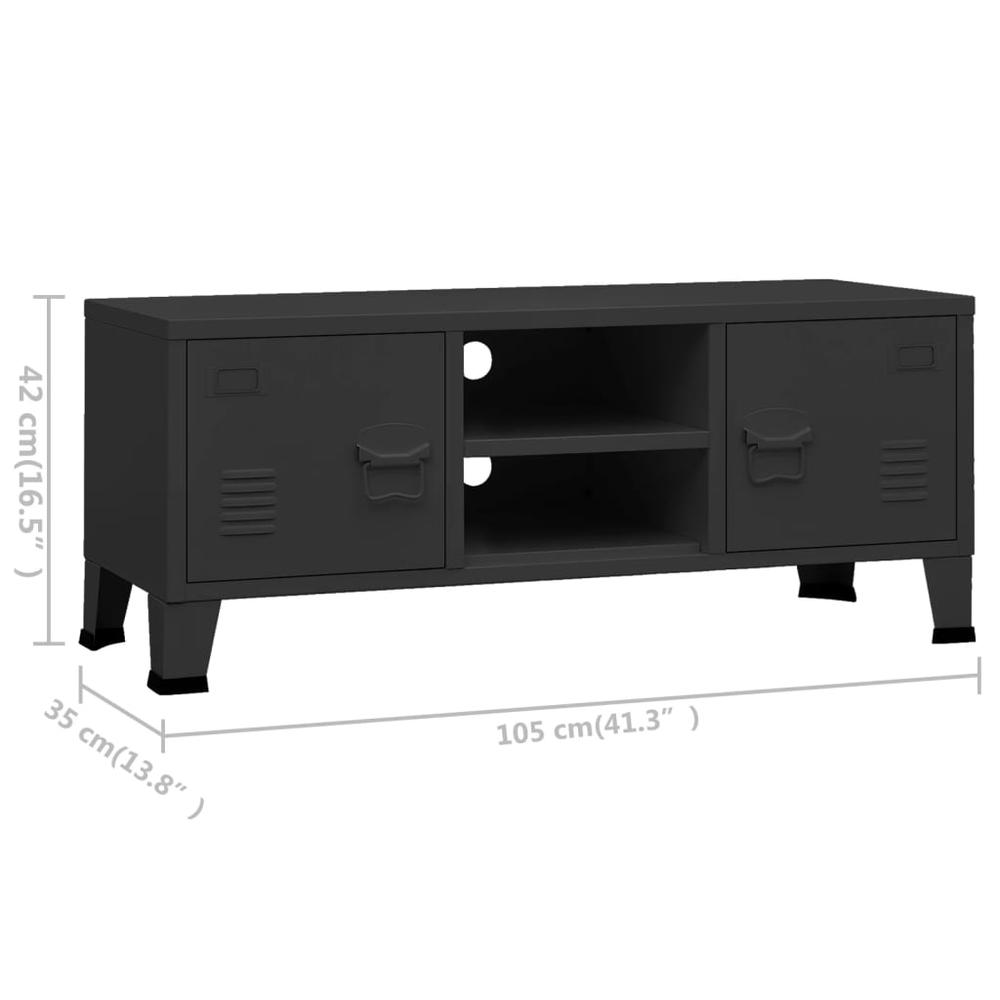 vidaXL Industrial TV Cabinet Black 41.3"x13.8"x16.5" Metal. Picture 9