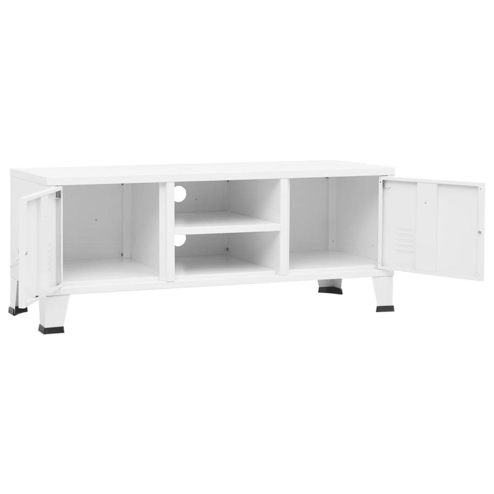 vidaXL Industrial TV Cabinet White 41.3"x13.8"x16.5" Metal. Picture 6