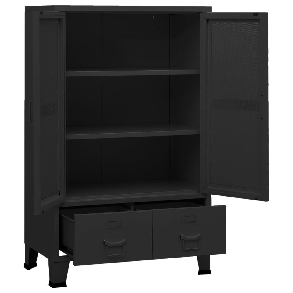 vidaXL Industrial Storage Cabinet Black 27.6"x15.7"x45.3" Metal. Picture 6