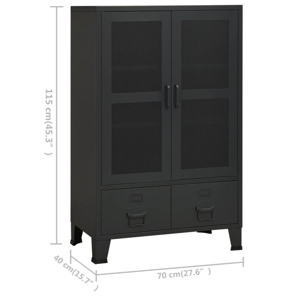 vidaXL Industrial Storage Cabinet Black 27.6"x15.7"x45.3" Metal. Picture 9
