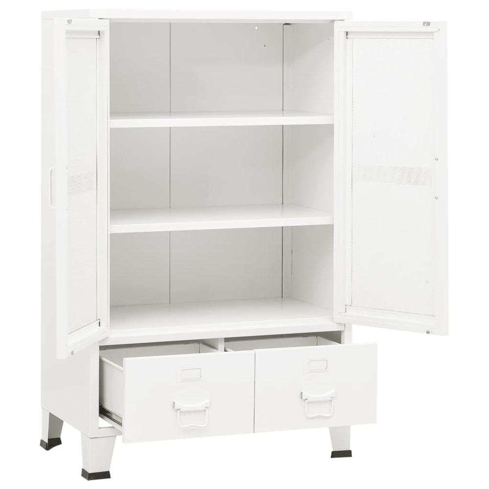 vidaXL Industrial Storage Cabinet White 27.6"x15.7"x45.3" Metal. Picture 6