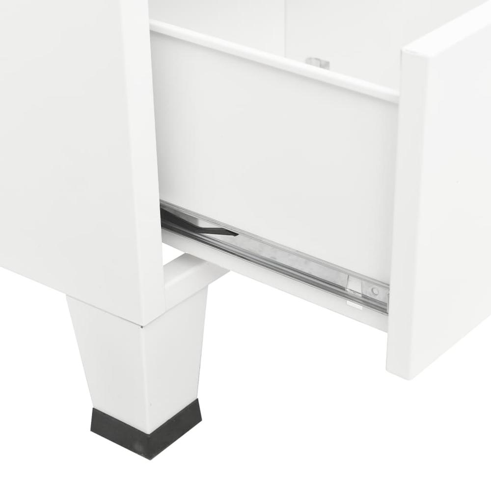 vidaXL Industrial Storage Cabinet White 27.6"x15.7"x45.3" Metal. Picture 8