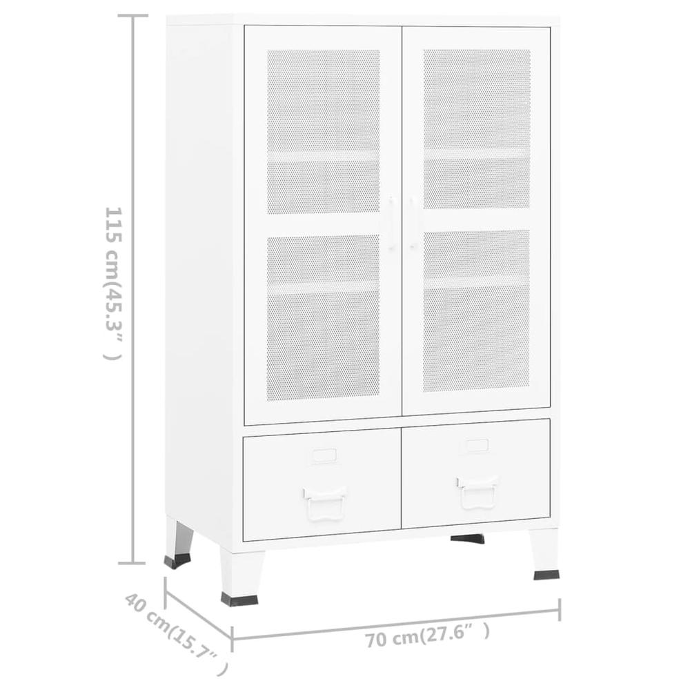 vidaXL Industrial Storage Cabinet White 27.6"x15.7"x45.3" Metal. Picture 9