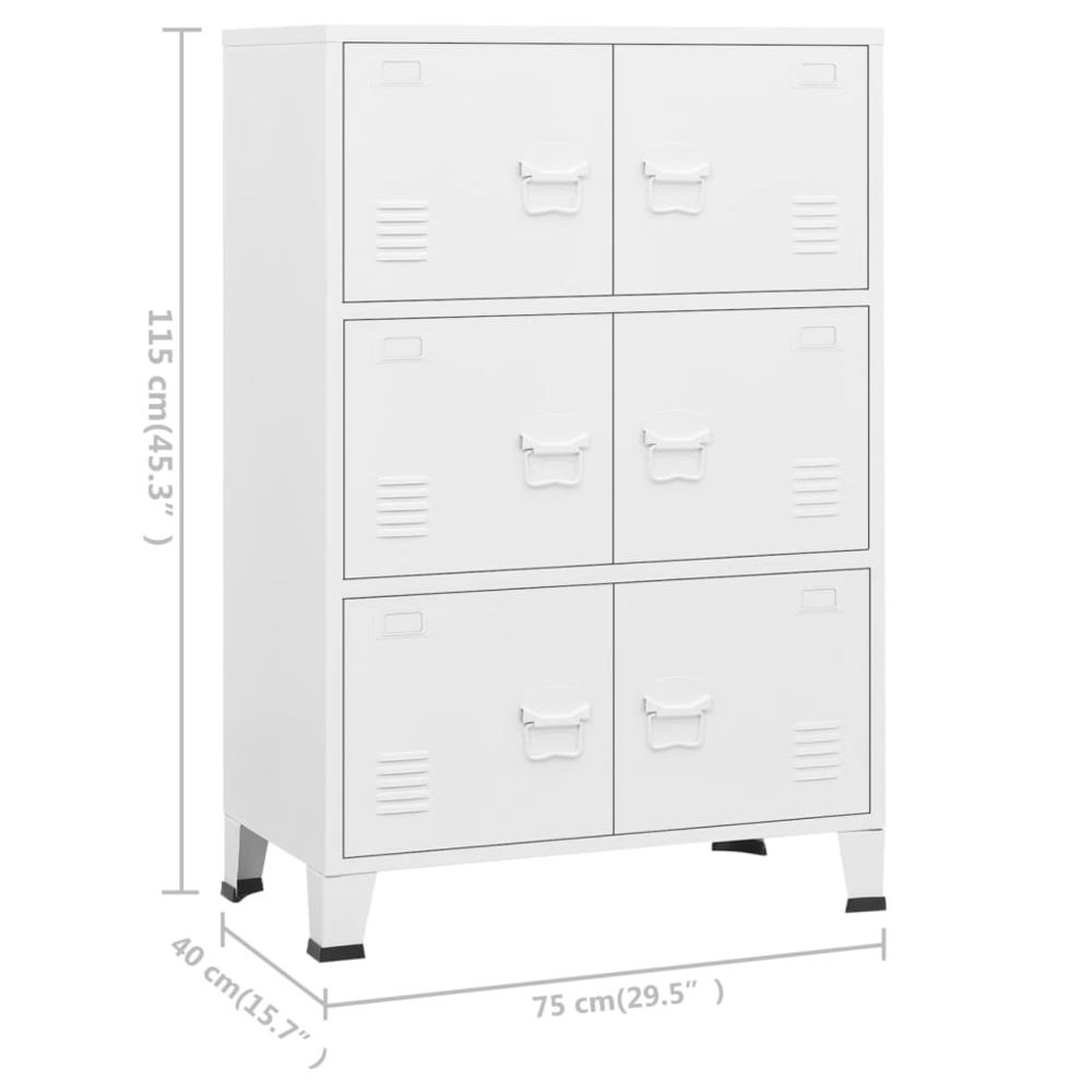 vidaXL Industrial Filing Cabinet White 29.5"x15.7"x45.3" Metal. Picture 9