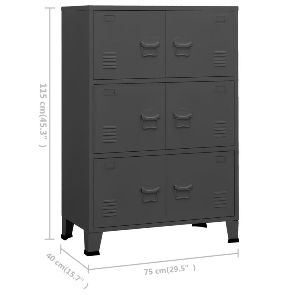 vidaXL Industrial Filing Cabinet Anthracite 29.5"x15.7"x45.3" Metal. Picture 9