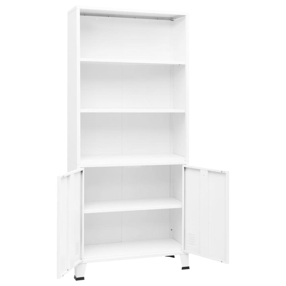 vidaXL Industrial Bookshelf White 31.5"x12.6"x70.9" Steel. Picture 5