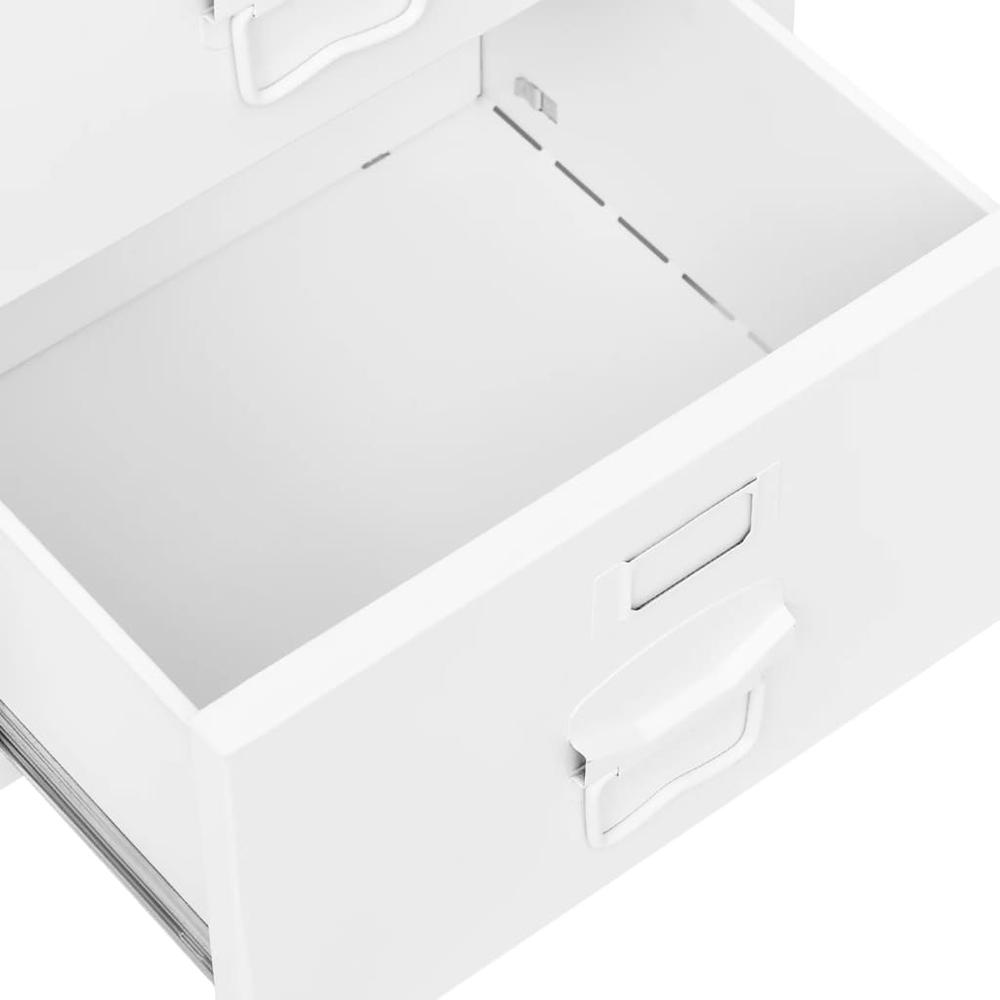 vidaXL Industrial Desk with Drawers White 41.3"x20.5"x29.5" Steel. Picture 6