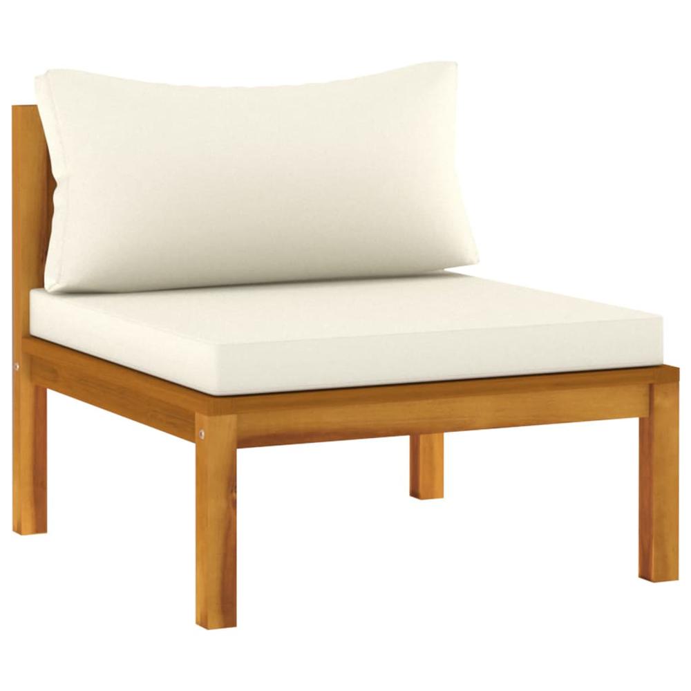 vidaXL 3-Seater Patio Sofa with Cream Cushion Solid Acacia Wood. Picture 6
